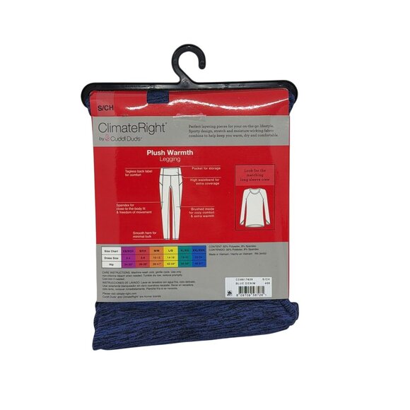 NWT Cuddl Duds Women's Small ClimateRight Plush Warmth Navy Leggings Base Layer - Picture 4 of 4